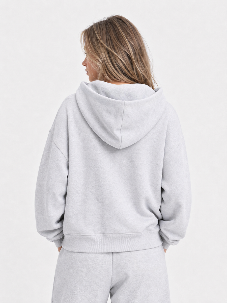 Soft Grey Zip-Up Sweater | Organic Cotton